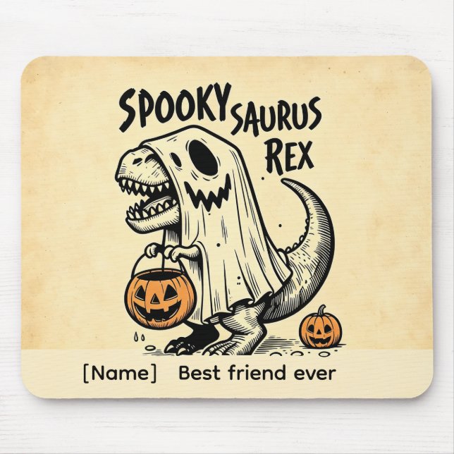 Personalisierte Spooky Saurus Rex Halloween-Mauspa Mousepad (Vorne)
