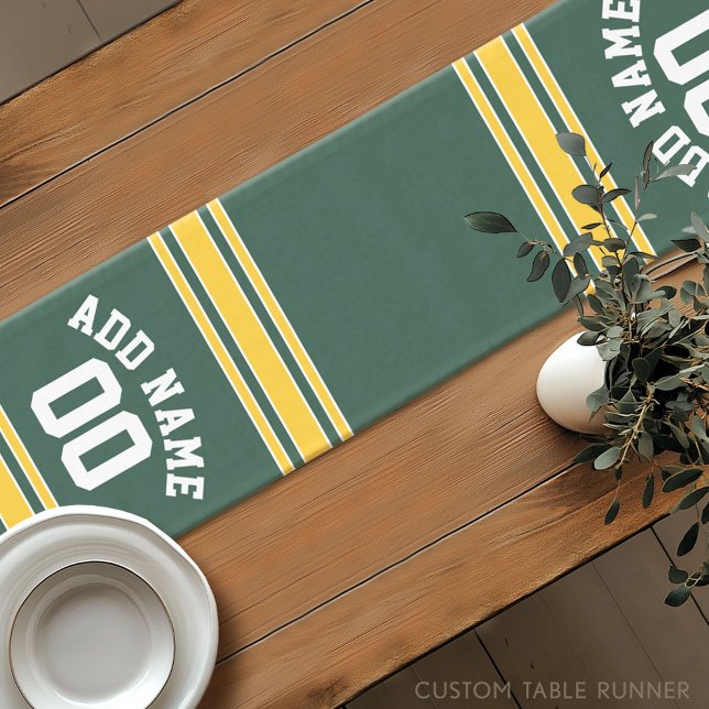 Personalisierte Sportarten mit Gelb und Grün Kurzer Tischläufer (Custom Table Runner)