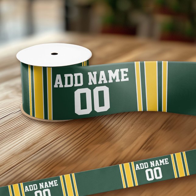 Personalisierte Sportarten mit Gelb und Grün Satinband (Custom Ribbon - Personalize with your text)