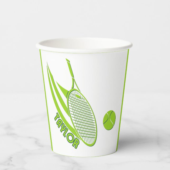 Personalisierte Sportarten mit Namen Tennis Pappbecher (Vorderseite)