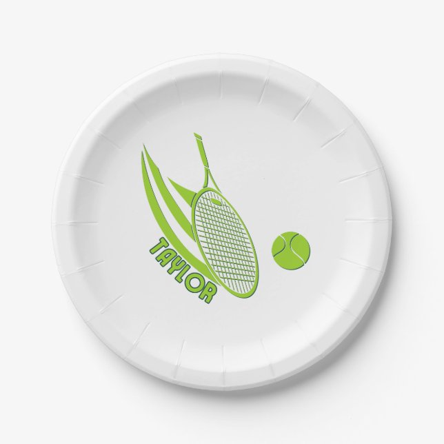 Personalisierte Sportarten mit Namen Tennis Pappteller (Vorderseite)