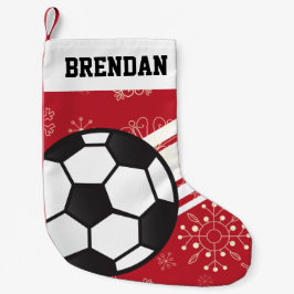 Personalisierte Sportsstreifen Fußball-Ball Rot Kleiner Weihnachtsstrumpf