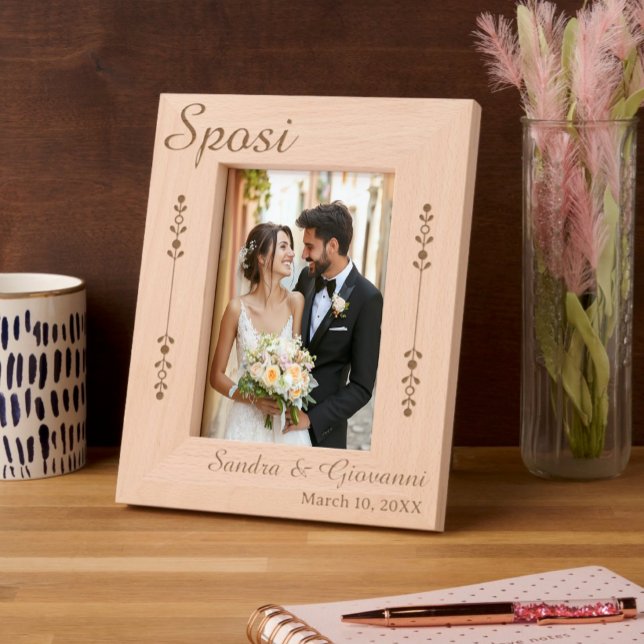 Personalisierte Sposi Geätzte Rahmen (Sposi - Italian for "Newlyweds"
Personalized and custom wedding date Engraved Wooden Frame)