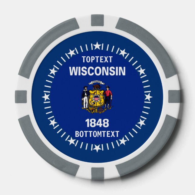 Personalisierte Staatsflagge von Wisconsin Pokerchips (Vorderseite)