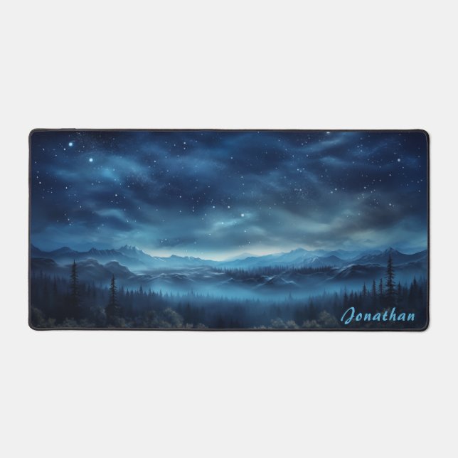 Personalisierte Starry Night Landschaftsschreibmat Schreibtischunterlage (Vorderseite)