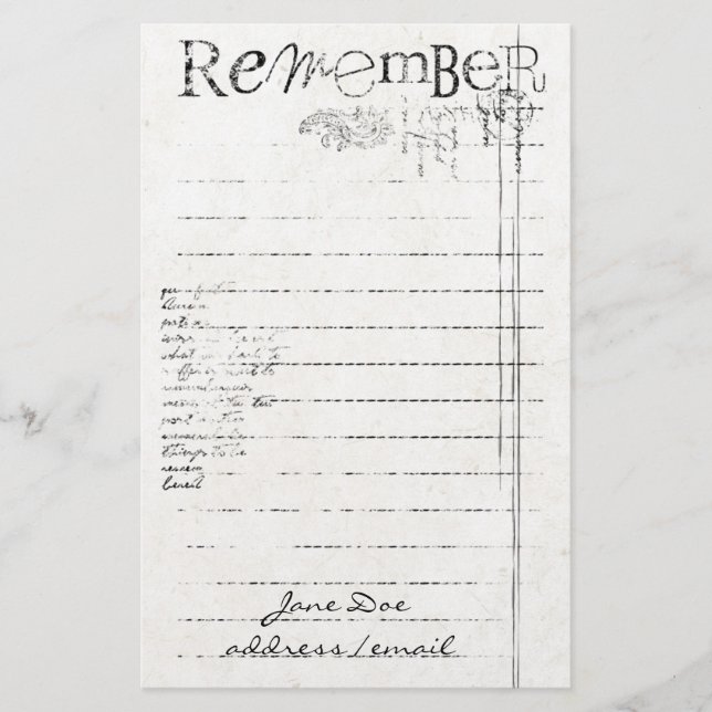 Personalisierte Stationäre Briefpapier (Vorderseite)