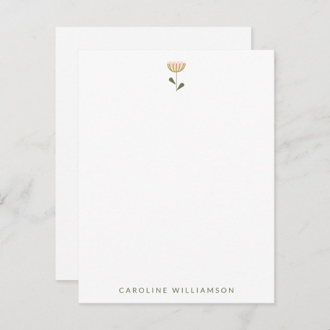 Personalisierte Stationery Minimalistisch floral S Mitteilungskarte (Vorne/Hinten)
