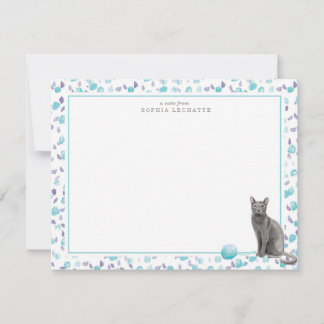 Personalisierte Stationierung von Blue Russian Cat Mitteilungskarte