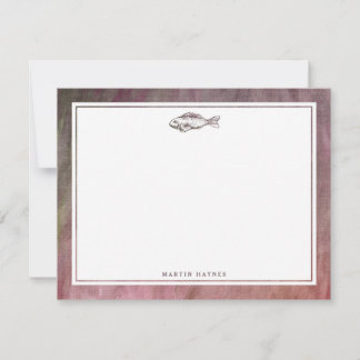 Personalisierte Stationierung von Vintagen Fischen Mitteilungskarte