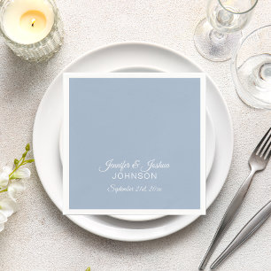 Personalisierte staubblaue Hochzeit Serviette