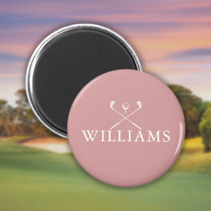 Personalisierte staubrosa rosa Namengolfschläger Magnet