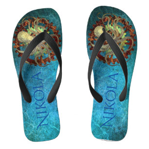 Personalisierte Steampunk-Rostige Zahnräder Flip Flops