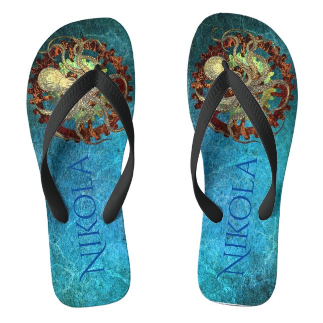 Personalisierte Steampunk-Rusty Gears Flip Flops (Fußbett)