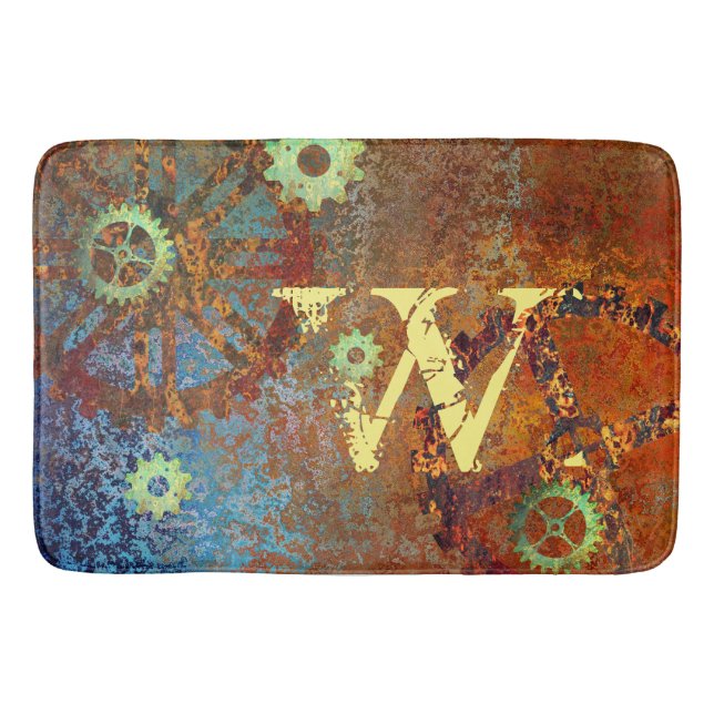 Personalisierte Steampunk-Uhrwerk Badematte (Vorderseite)
