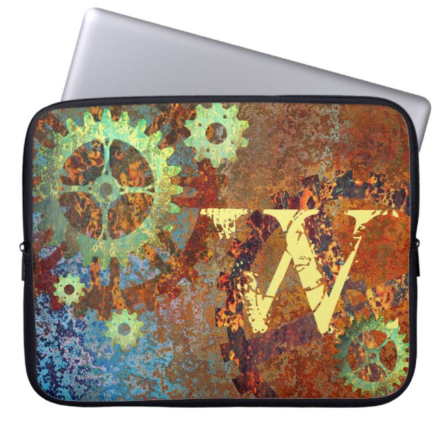 Personalisierte Steampunk-Uhrwerk Laptopschutzhülle (Vorderseite)