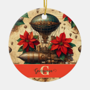 Personalisierte Steampunkfluggesellschaft mit Poin Keramik Ornament