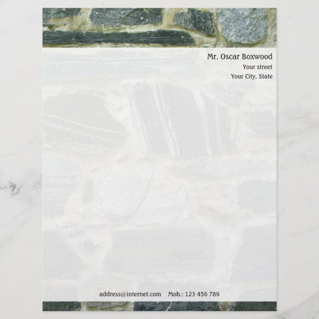 Personalisierte Steinmauer mit Rücksendeadresse Briefbogen (Vorderseite)