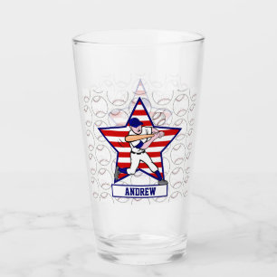 Personalisierte Sterne an Streifen Baseball Glas