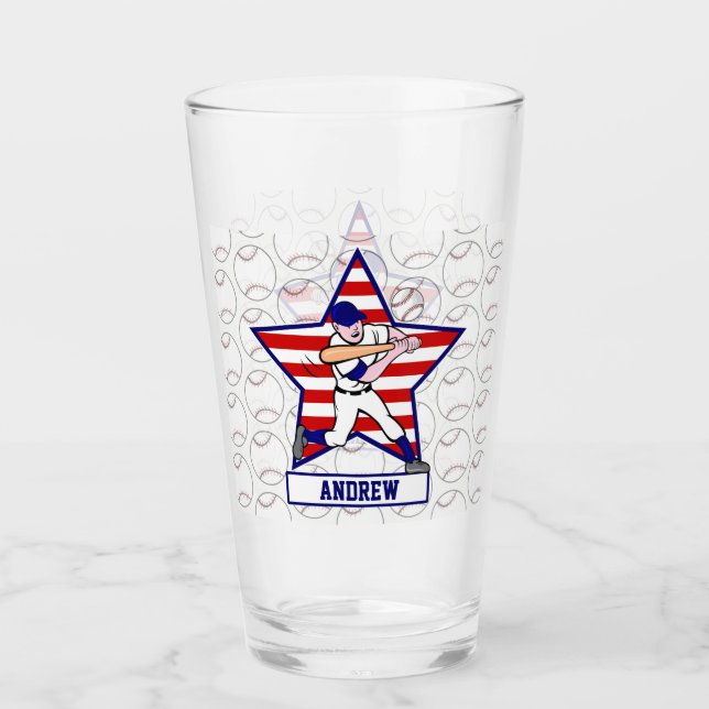 Personalisierte Sterne an Streifen Baseball Glas (Vorderseite)