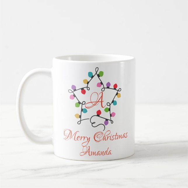 Personalisierte Sternform Licht - fröhliche Weihna Kaffeetasse (Links)
