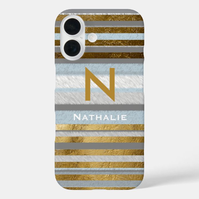 Personalisierte Stilstreifen und Monogramm Case-Mate iPhone Hülle (Rückseite)