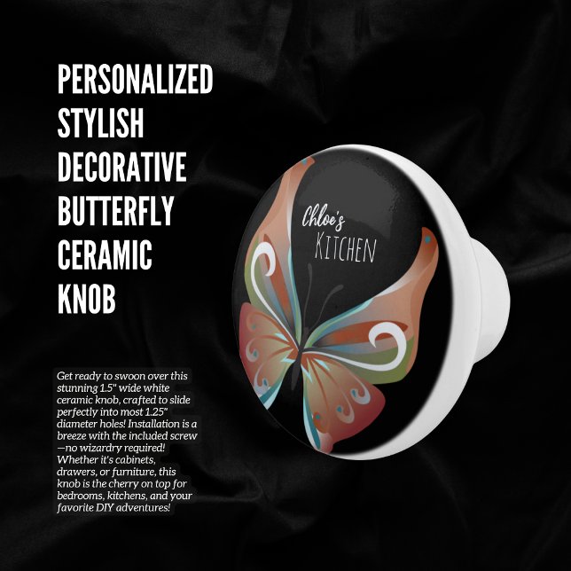 Personalisierte, stilvolle Dekorative Schmetterlin Keramikknauf (Personalized Stylish Decorative Butterfly Ceramic Knob)