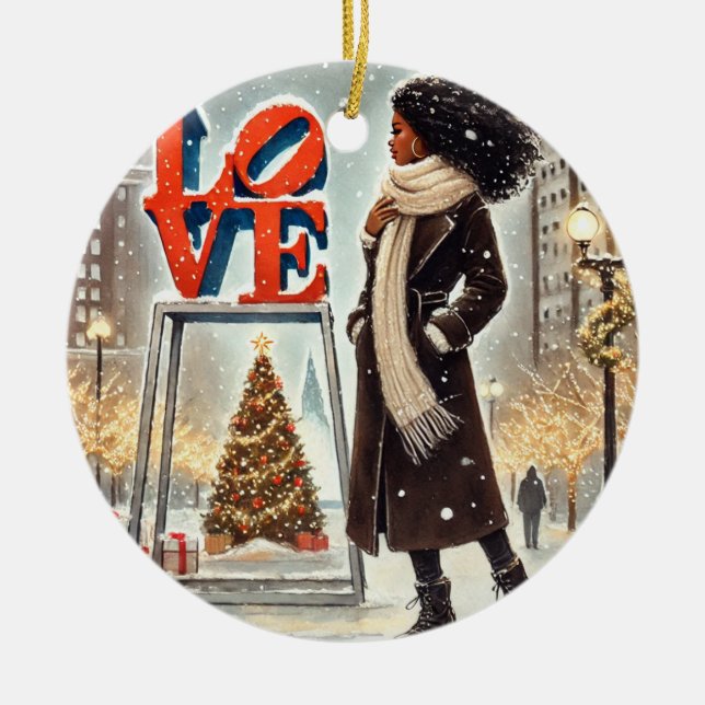 Personalisierte Stilweibchen in der LIEBE Philly Keramik Ornament (Vorne)