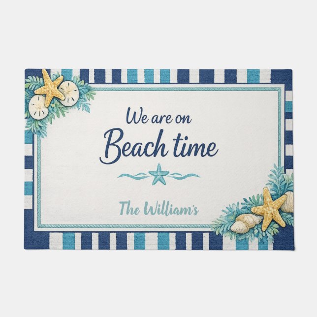 Personalisierte Strandhaus-Willkommensmatte Fußmatte (Vorderseite)