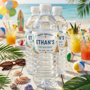 Personalisierte Strandparty Tropischer Sommer Gebu Wasserflaschenetikett
