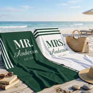 Personalisierte Strandtücher für Paare Mr. & Mrs.