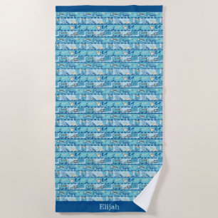 Personalisierte Straßenbaufahrzeuge Blaue Aquamari Strandtuch