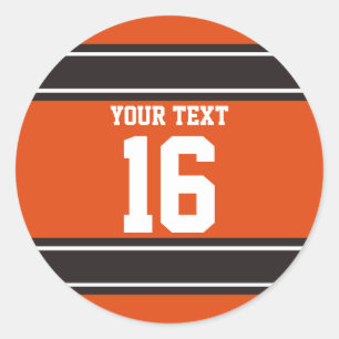 Personalisierte Streifen aus Orange und Brown Runder Aufkleber