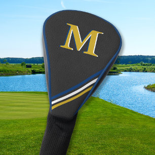 Personalisierte Streifen aus schwarzem Leder Golf Headcover