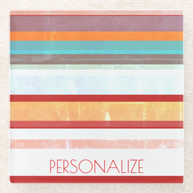 Personalisierte Streifen Glasuntersetzer (Vorderseite)