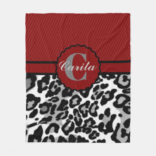 Personalisierte Streifen und Leopard Fleece Blanke (Vorderseite)