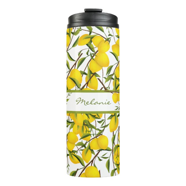 Personalisierte Summery Citrus Lemon Tree Branches Thermosbecher (Vorderseite)