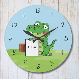 Personalisierte Süße Alligator Kinder Wanduhr
