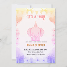 Personalisierte süße Elefant Rosa Babyparty
