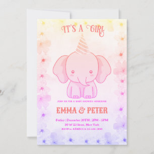 Personalisierte süße Elefant Rosa Babyparty Einladung