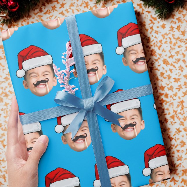 Personalisierte süße Familien-Gesicht Weihnachtsma Geschenkpapier (Von Creator hochgeladen)