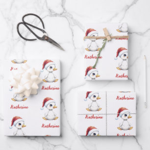 Personalisierte süße festliche Weihnachtsgans Ente Geschenkpapier Set