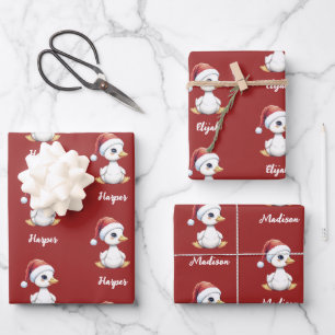 Personalisierte süße festliche Weihnachtsgans Ente Geschenkpapier Set
