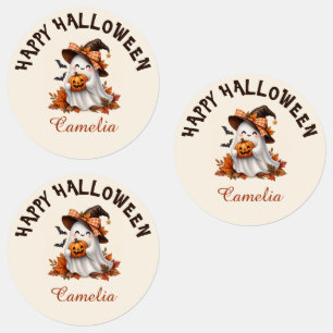 Personalisierte süße Geister-Halloween-Namensaufkl Etiketten