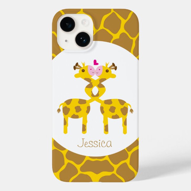 Personalisierte süße Giraffen in Liebe Case-Mate iPhone Hülle (Rückseite)