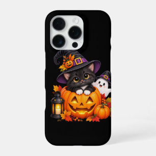 Personalisierte süße Halloween-Hexenkatze und Geis iPhone 16 Pro Hülle