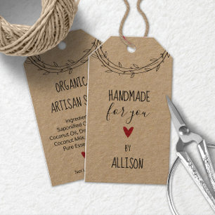 Personalisierte Süße "Handmade For You" Kraftpapie Geschenkanhänger
