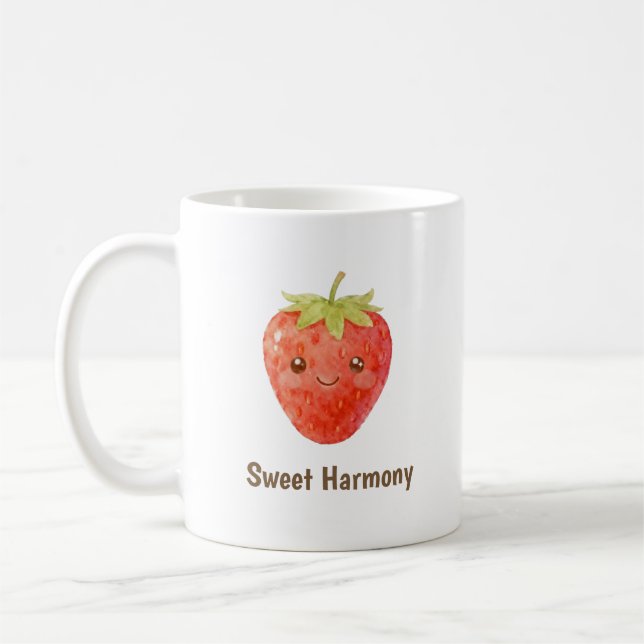 Personalisierte süße Harmonie Erdbeere  Kaffeetasse (Links)