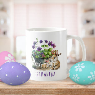 Personalisierte süße Häschen Mädchen Ostern Kaffeetasse