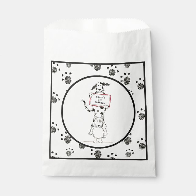 Personalisierte süße Hundeakrobaten-Geburtstagsfei Geschenktütchen (Vorderseite)
