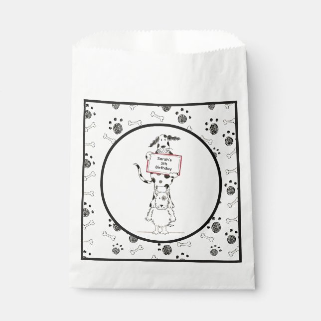 Personalisierte süße Hundeakrobaten-Geburtstagsfei Geschenktütchen (Vorderseite)